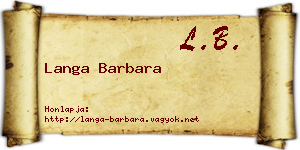 Langa Barbara névjegykártya